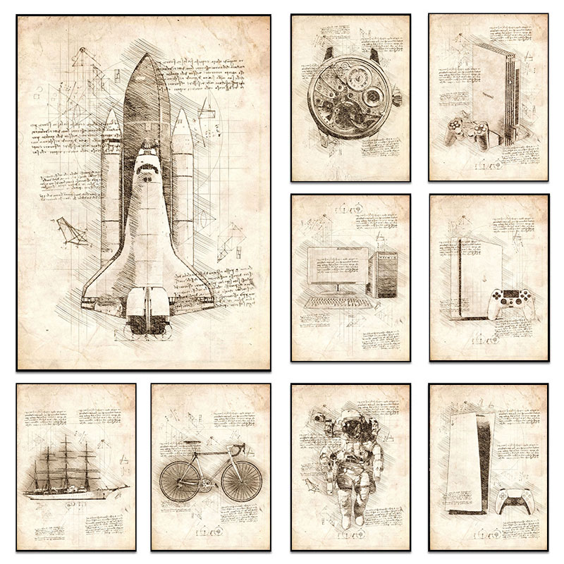 Vintage streszczenie Da Vinci  – Star Map Poster recenzja i cena